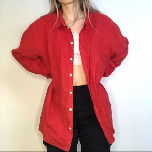 Bright red/orange button up top